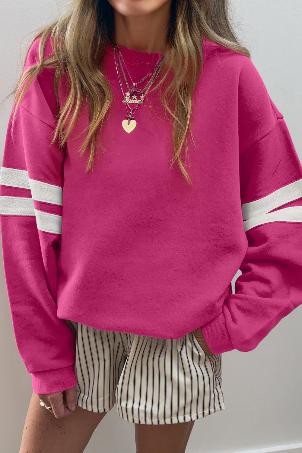 Evergreen Varsity Striped Detail Drop Shoulder Oversized Sweatshirt