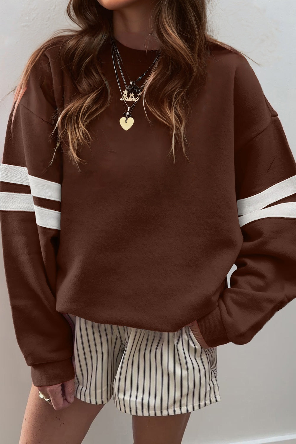 Evergreen Varsity Striped Detail Drop Shoulder Oversized Sweatshirt