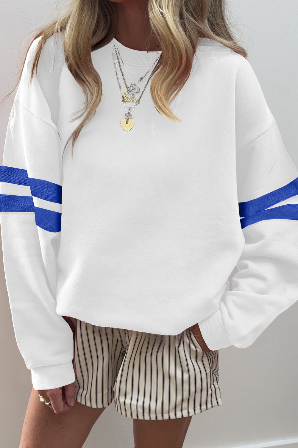 Evergreen Varsity Striped Detail Drop Shoulder Oversized Sweatshirt